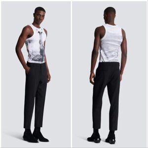 Balmain Men's Black/Grayish Wool Blend Trousers Pants